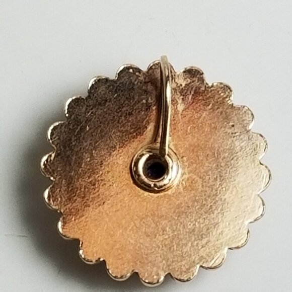 ✅Vintage Blue Lapis Round Cabochon Pendant gold metal Real gemstone Hand Crafted - Picture 7 of 10